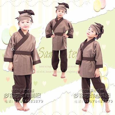 高档儿童剧出守株待兔表演服装幼儿夫农书童书生悯农锄禾日当午演