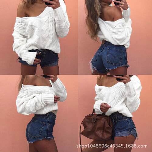 Splice thick Fried Dough Twists sweater Women's collar