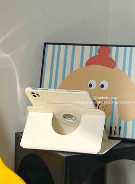 济州岛ins「韩系白色」平板ipad11寸/pro13/2025壳翻盖旋转支架air6/10代/10.9硬壳笔槽mini7/9.7/10.2/5保护