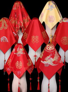 ?结帕婚娘红色盖半头婚礼蒙头红头巾中式秀新禾服F$p$%p&a喜盖头