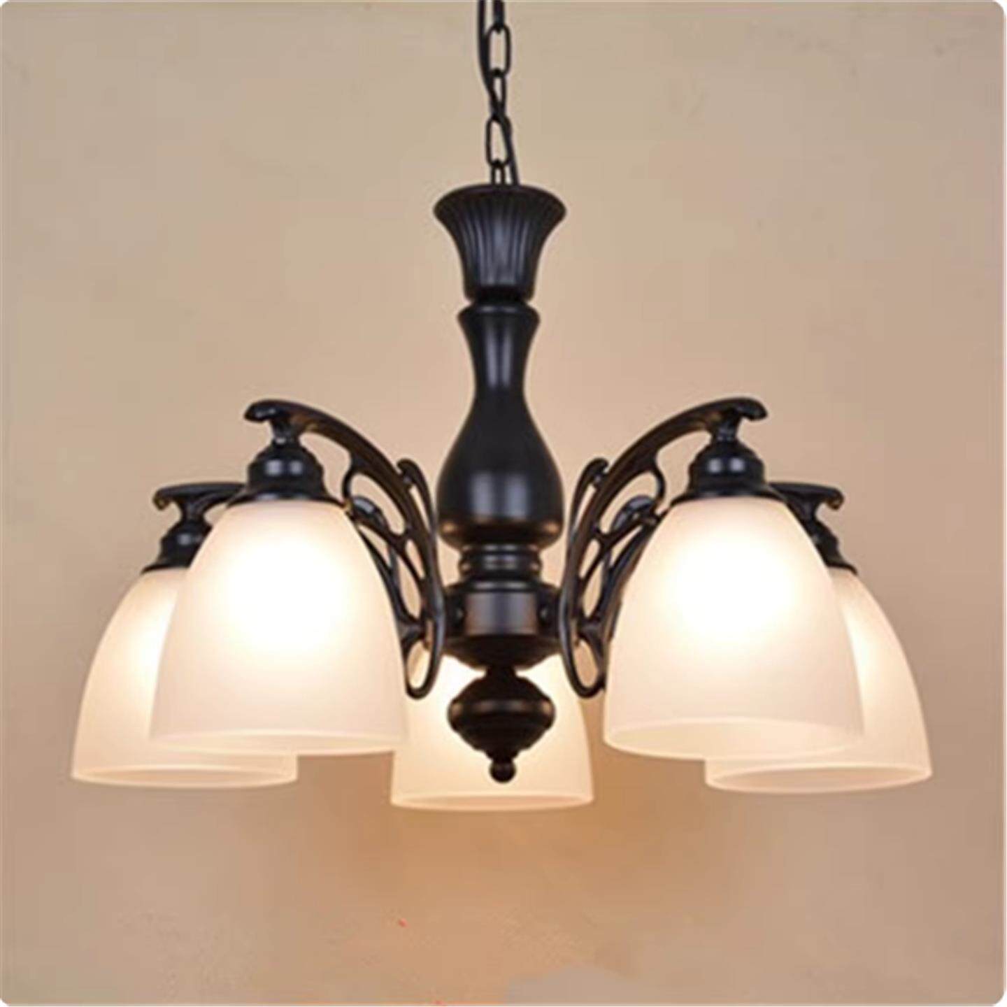 美式吊灯客厅欧式铁艺复古乡村玻璃灯罩卧室餐厅灯具 限区包邮