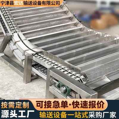 304不锈钢链板传送机流水线矿山大节距重型传送机201不锈钢输送机