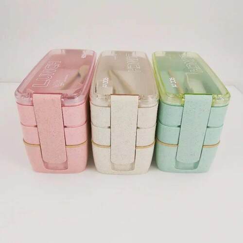 Healthy Material Lunch Box 3 Layer Wheat Straw Bento Boxes M