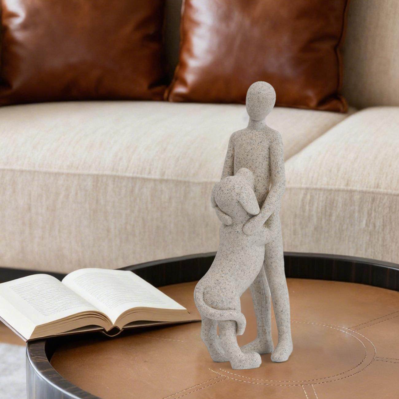 客厅摆件高端大气上档次2025新款人与狗家庭组合工艺品雕像爱狗人,家居饰品,装饰摆件,淘宝优惠券,粉丝福利购,淘宝优惠卷