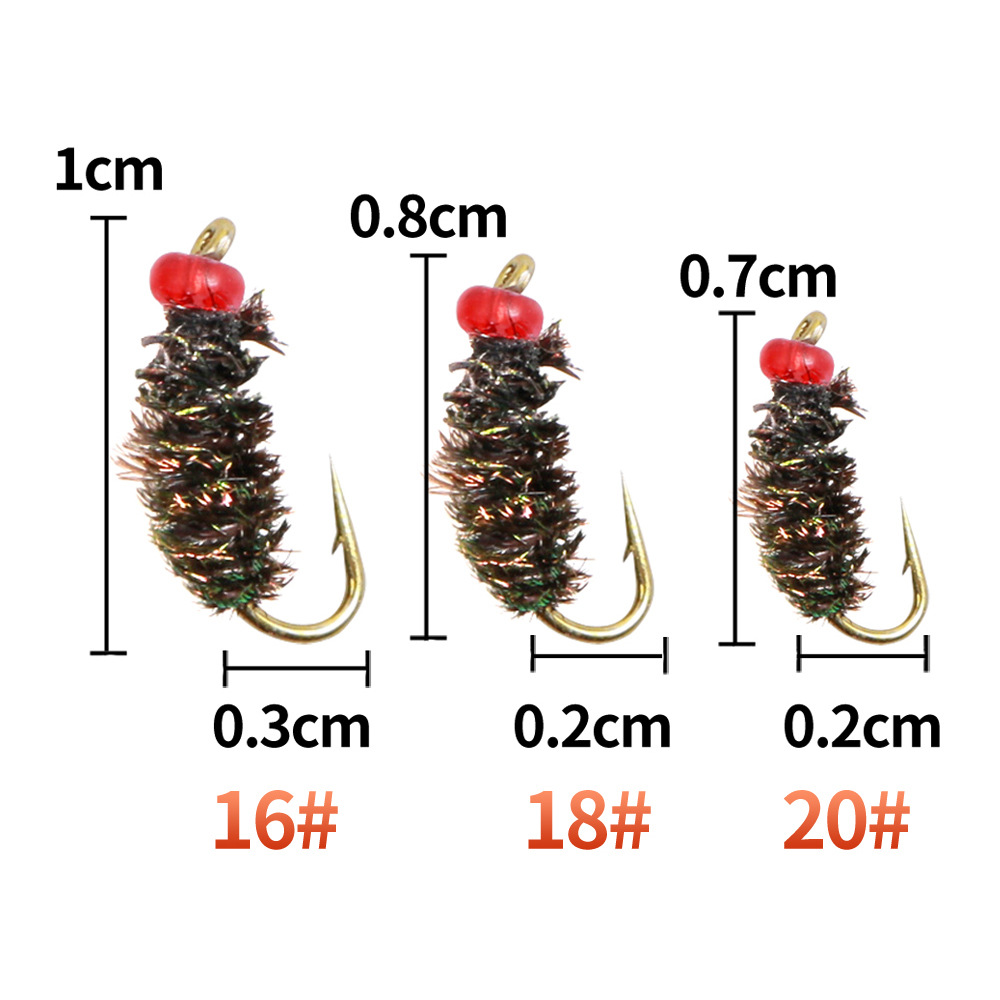 新款|10只装飞蝇钩手工绑制微物路亚苍蝇钩毛钩小虫钩翘嘴白鱼饵
