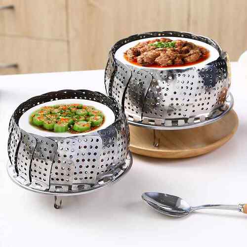 不锈钢折叠蒸架蒸笼 家用多功能隔水蒸格蒸菜架可伸缩蒸盘蒸屉