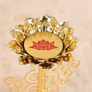 正品莲花酥油灯合金小蜡烛台高脚架蜡台油酥灯座底座长明灯灯灯座