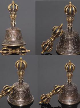 尼泊尔金刚铃西藏九股法器摇铃声音清脆响铜法铃铛九股金刚铃杵