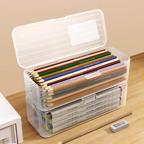 Clear Stationery Box for Children - Plastic Crayon and Penci