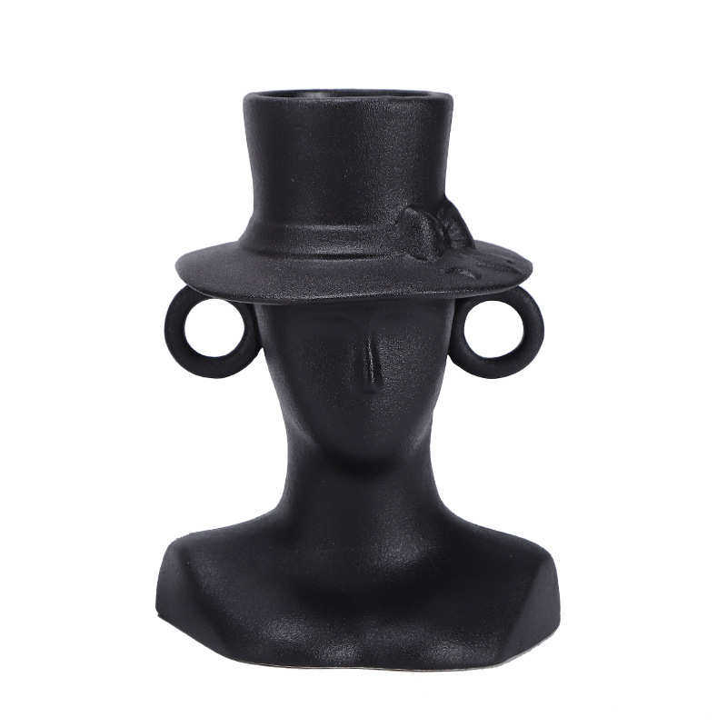 现代黑色烛台花瓶装饰摆件艺术轻奢客厅桌面,家居饰品,花瓶,淘宝优惠券,粉丝福利购,淘宝优惠卷