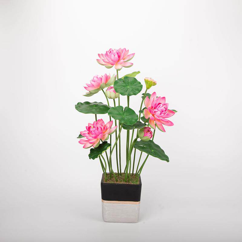 仿真EVA荷藕盆莲栽装饰FEN-多头假绿植塑料荷花荷叶摄影睡莲庆假