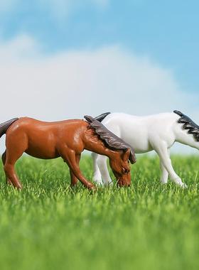 迷你仿真小马微景观摆件假山水族多肉盆景造景装饰品骏马动物配件