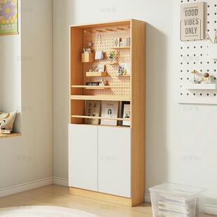 洞洞板置物架实木门后超薄收纳柜书柜落地多层靠墙窄边柜挂衣架厂