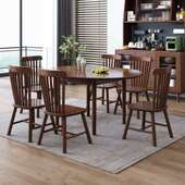 全实可UPC折叠伸缩方餐桌小户型拉伸桌面圆形出租房饭桌木椅餐桌