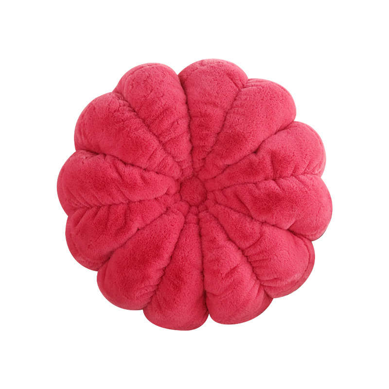 北欧ins小兔毛南瓜坐垫蒲团手工褶皱沙发床头靠垫办公室飘窗抱枕