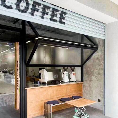 定制铝合金上下折叠窗任意悬停咖啡店网红美式奶茶店吧台厨房窗户
