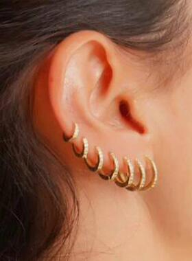 1Pair Stainless Steel Minimal Hoop Earrings Crystal Zirconia