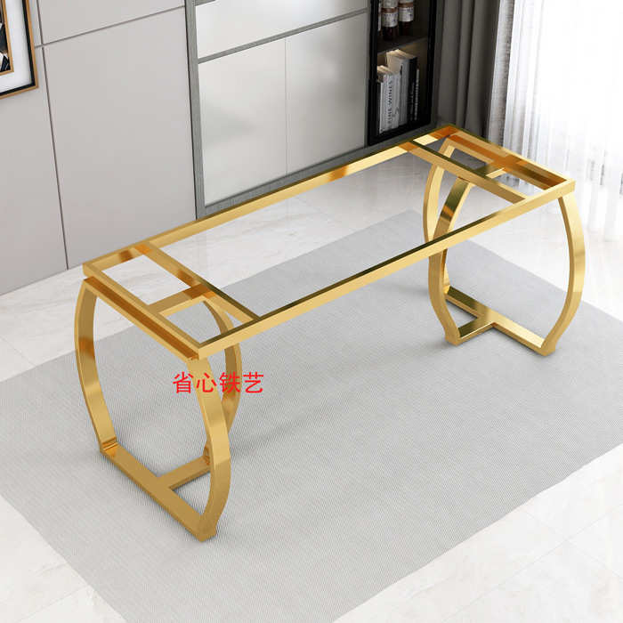 现货桌腿支架岩板餐桌腿大理石轻奢不锈钢桌脚大板桌架办公桌支架