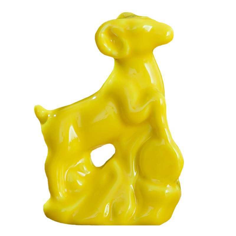 陶瓷黄色小龙一对摆件十二生肖瓷器龙年吉祥物摆设装饰工艺品