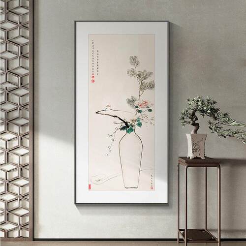 新中式宋代美学玄关装饰画 画平安如意入户走廊过道挂画 画宋式软