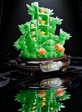 家销金蟾竹子节节财富倍增高财富客倍增家厂直居饰品厅招财摆件树