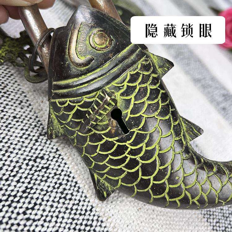 印度创意仿古小锁头防盗锁 做旧箱挂锁复古铜挂锁老式古代钥匙锁