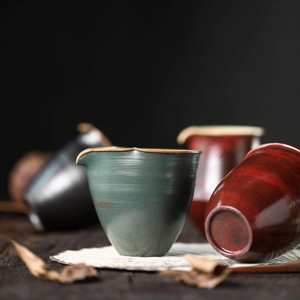 晴先生紫金口日式复古粉引黑釉描金公道杯葫芦茶海分茶器