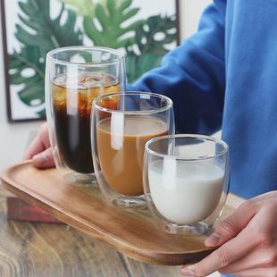 网红泡茶水杯 双层玻璃杯隔热办公杯家用手工透明简约便携水杯个性