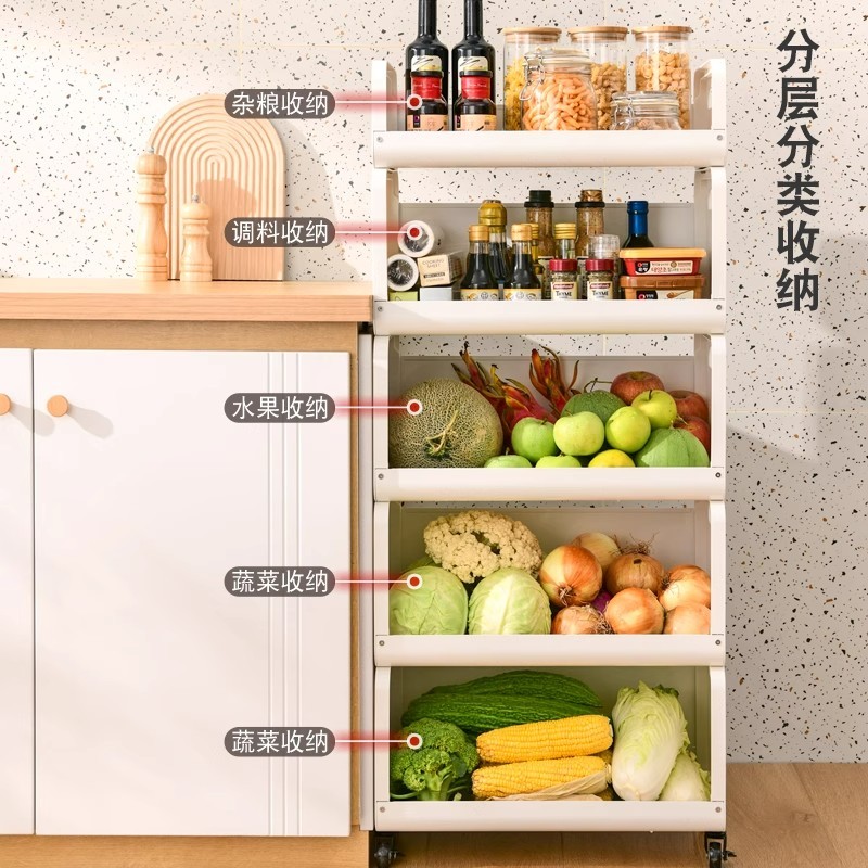 厨房菜篮子置物架家用收纳放水果蔬菜多层落地可移动多功能小推车
