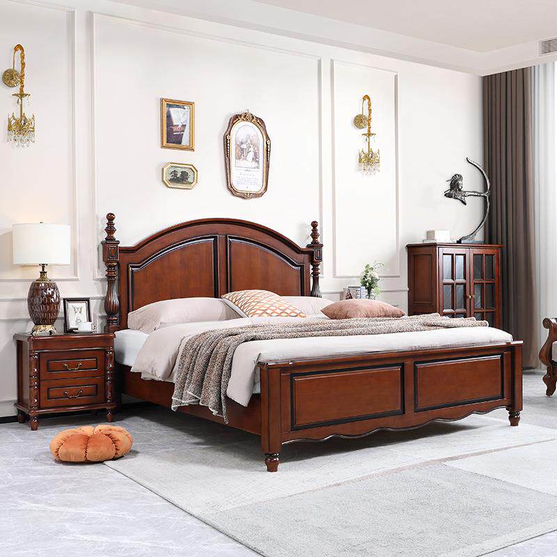 美式乡村实木床简约箱体床1.8米卧室家具组合气压高箱储物双人床