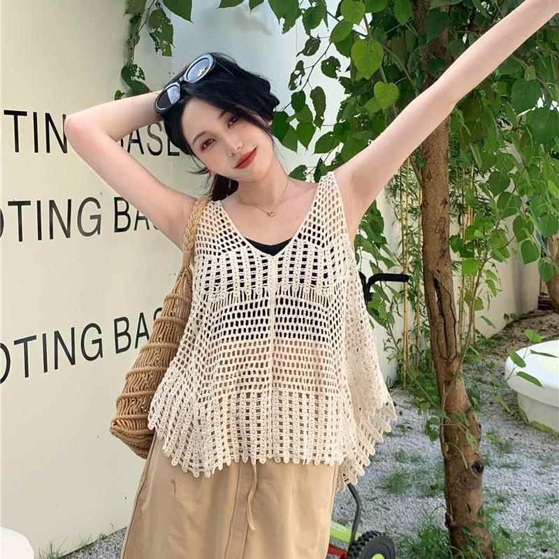 Crochet hollow knitted vest for women summer outerwear