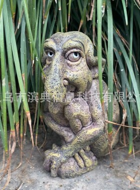 跨境微观园林工艺品哥特式雕塑铸石巨魔树脂石像鬼树脂工艺品摆件