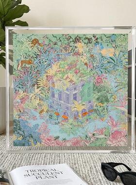 亚克力玄关装饰画级感小众艺术屋顶花园多巴胺客厅挂画绿色治愈