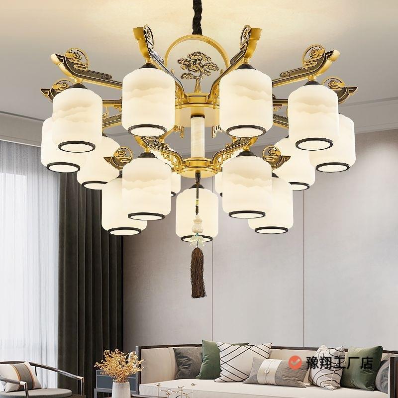 新中式吊灯客厅灯2024年新款中国风别墅复式楼大厅餐厅灯锌合金