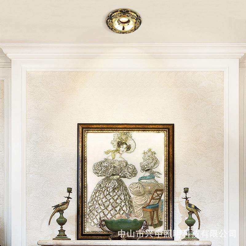 欧式全铜射灯led天花灯客厅筒灯嵌入式家用无主灯餐厅卧室洞灯