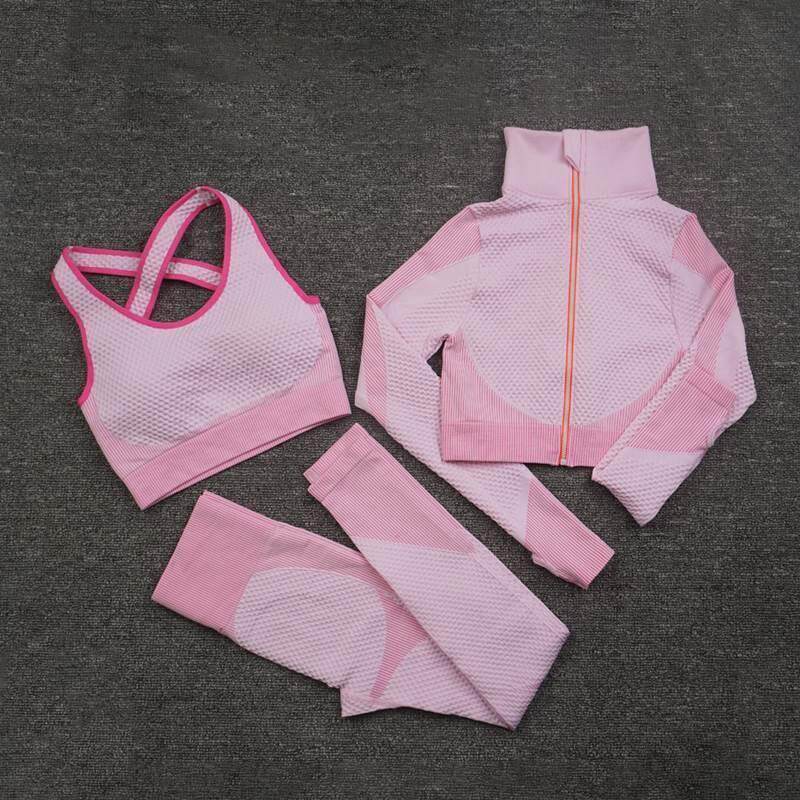 2/3PCS Seamless Women Yoga Set Workout Sportswear Gym Clothi