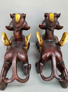 家用大号铜貔貅纳福翅膀独角兽一对铜天禄家用定办公工艺品做摆件