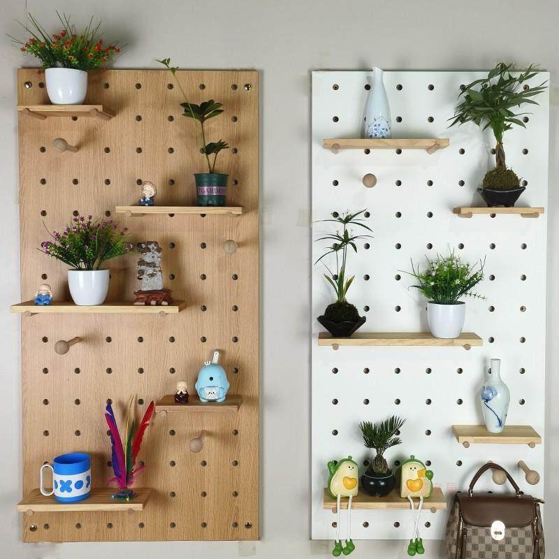 兔宝宝实木多层洞洞板置物架挂板入户玄关墙上书架展示收纳层架定