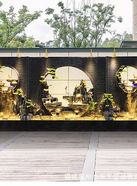 水幕墙假山喷泉水326-2222墙摆件别酒墅客厅台办公流茶室庭院吧阳