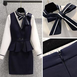 工作服女时尚气质高端美容院美容师养生馆珠宝店前台接待职业套装