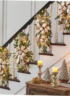 圣诞节楼梯花环装饰挂饰北欧家居场景布置Christmas stair wreath