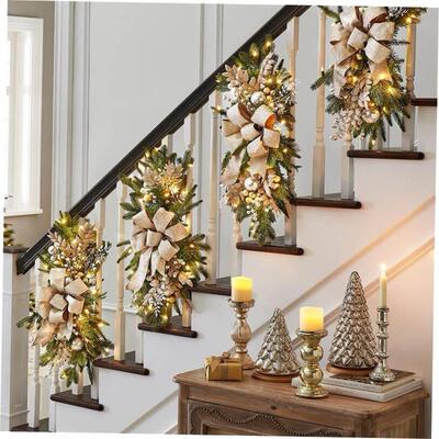 圣诞节楼梯花环装饰挂饰北欧家居场景布置Christmas stair wreath