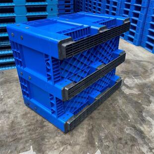 东莞蓝色灰色川字九脚塑料卡板箱大型密封箱可配盖加轮白色