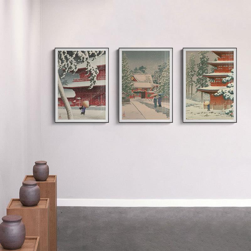 浮世绘川濑巴水风景挂画日式酒店民宿卧室装饰画复古寿司店居酒屋
