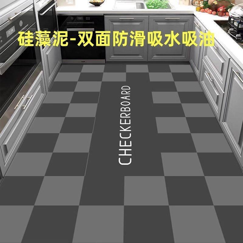 硅藻泥厨房防滑吸水吸油地垫耐磨厨房门口脚垫满铺大尺寸可裁剪