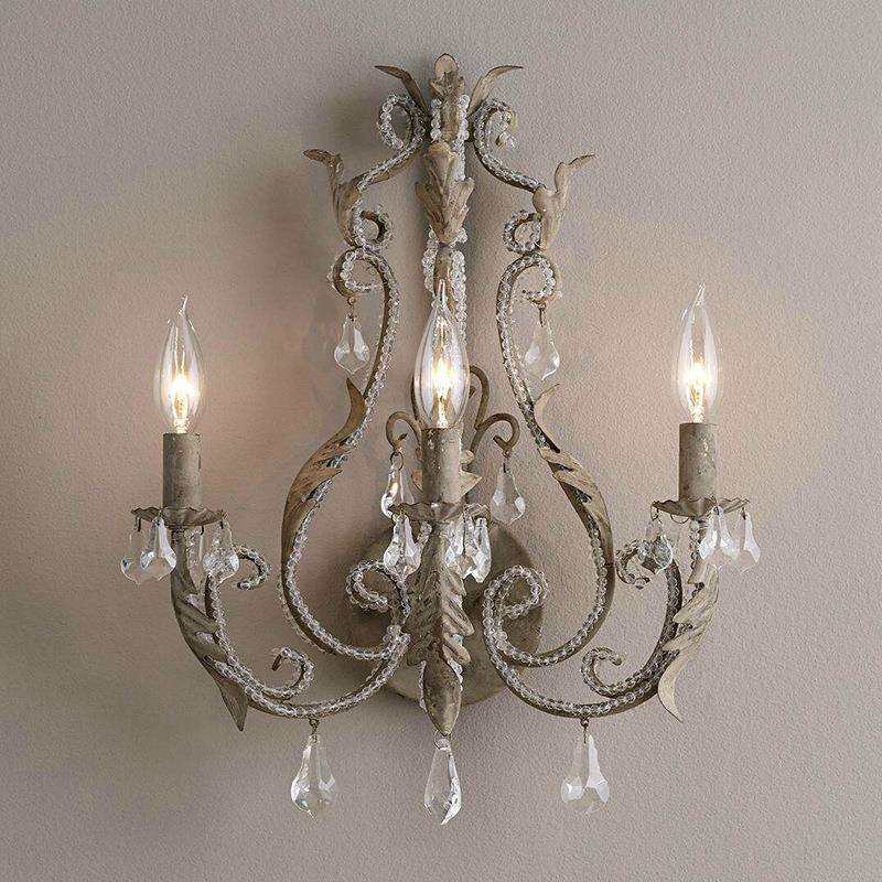 美式乡村法式复古做旧铁艺水晶壁灯客厅餐厅卧室走廊灯具卧室灯