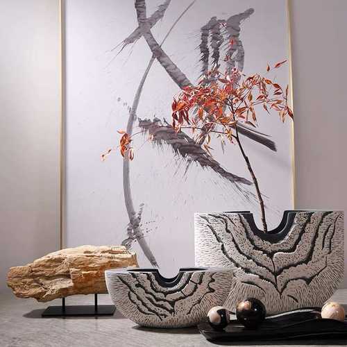 现代简约抽象艺术插花器花瓶摆件轻奢样板间客厅餐桌面软装饰品