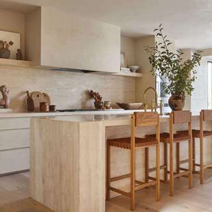 黄洞石天然石材家居别墅443厨房理台柜面大石餐桌茶几洞洞石岛台