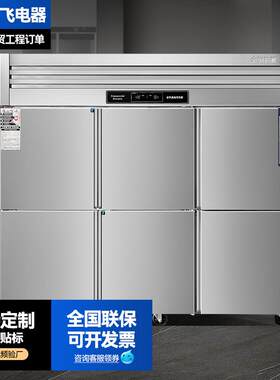 六门冰柜立式冷藏冷冻双温保鲜柜商用多功能六开门餐厅大型冰柜
