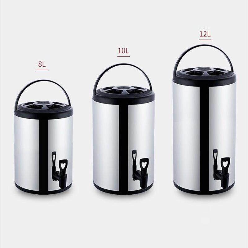 出口印尼不锈钢保温桶奶茶店商用果汁桶8 12L 10升双层发泡奶茶桶